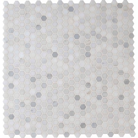 MSI Greecian White Hexagon 12 In. X 12 In. X 10 Mm Polished Marble Mesh-Mounted Mosaic Tile, 10PK ZOR-MD-0214